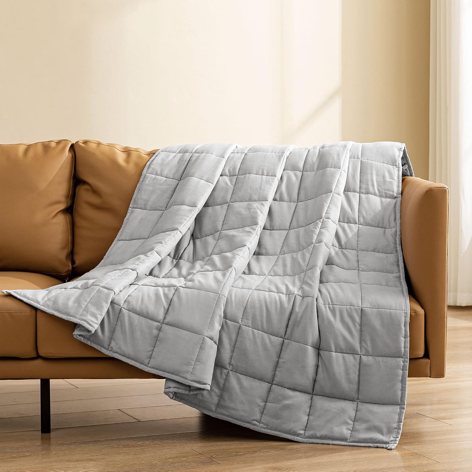 joybest Weighted Blanket King Size Adult Man Woman Grey (30LBS 80X87, Light Grey)
