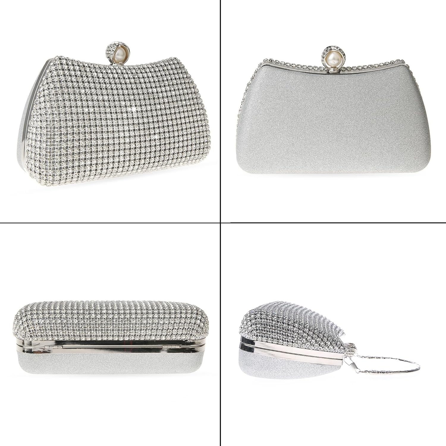 Womens Sparkly Rhinestone Crystal Clutch Glitter Sequin Evening Bag Purse Handbag for Bridal Wedding Party Prom - Image 4