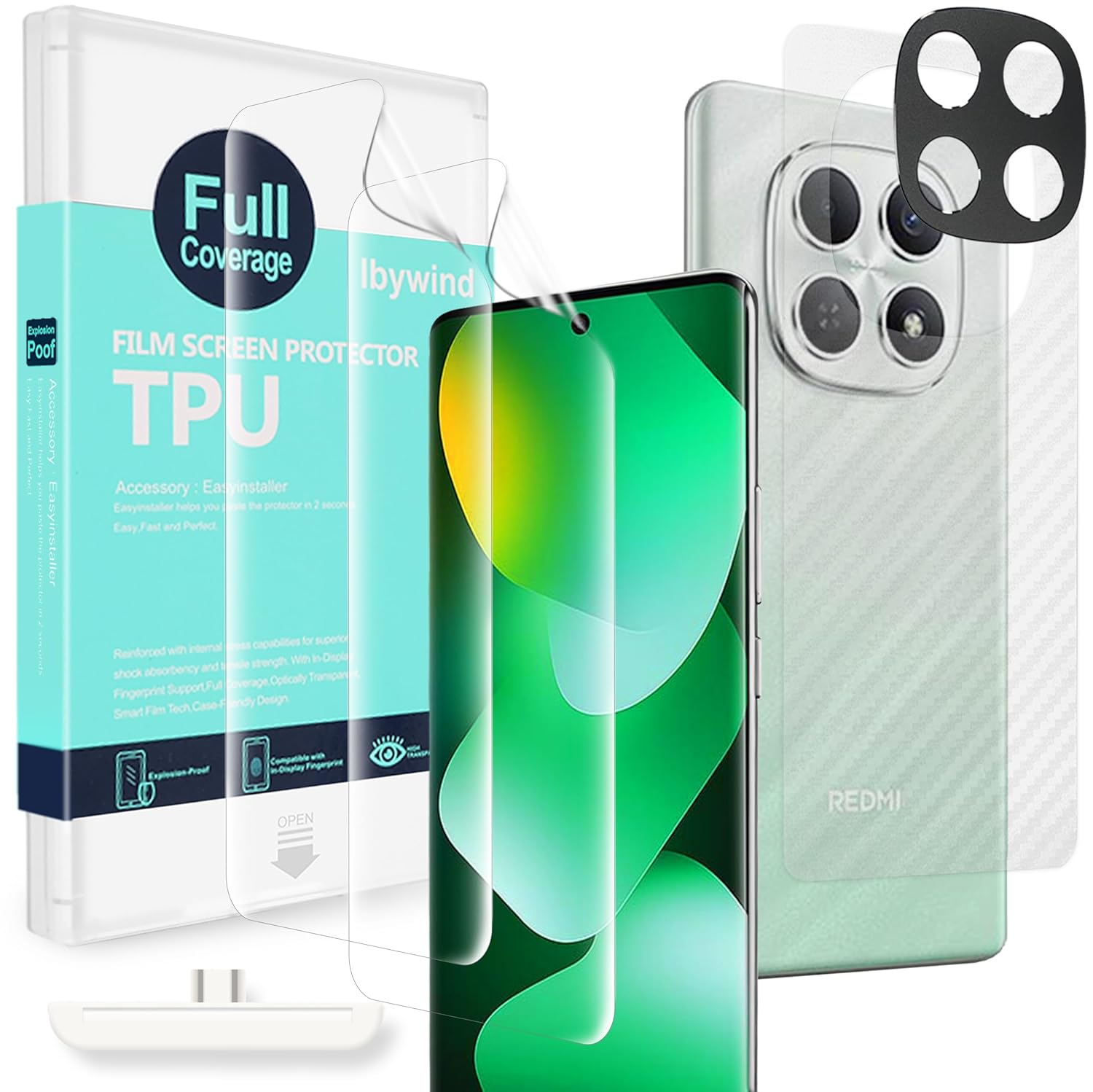 Ibywind for Xiaomi Redmi Note 15 4G Screen Protector,2-Pack,Hydrogel Film with Camera Lens Protector,Easy Installation Tool,Bubble-Free,Fingerprint Unlock Compatible,Anti-Shatter,Anti-Scratch