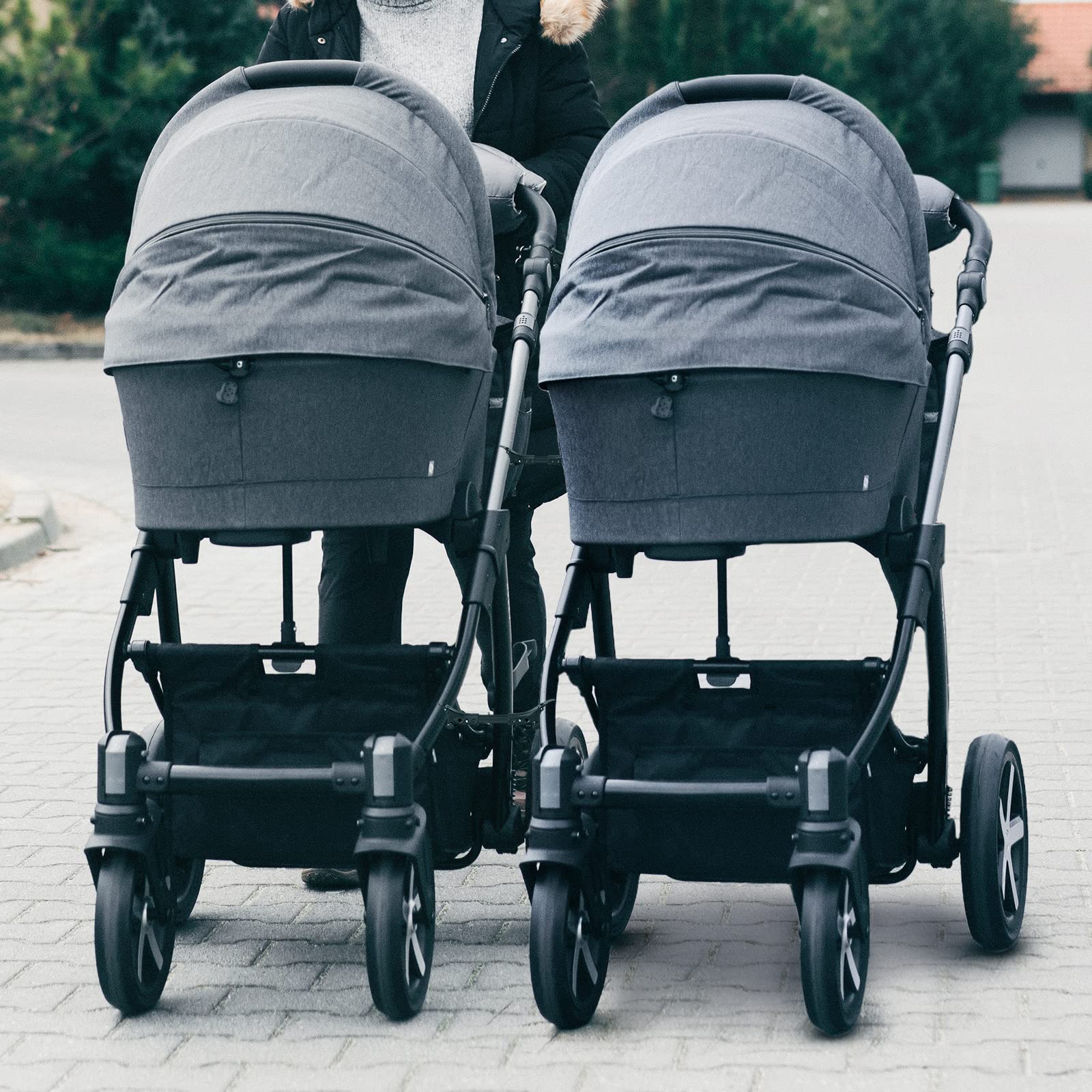Perfeclan 3 Zwillings-Kinderwagen-Verbindungs aus Aluminiumlegierung, Sicherheits-Doppelschirm-Verbindungs, sicherer Riemen, schwarz