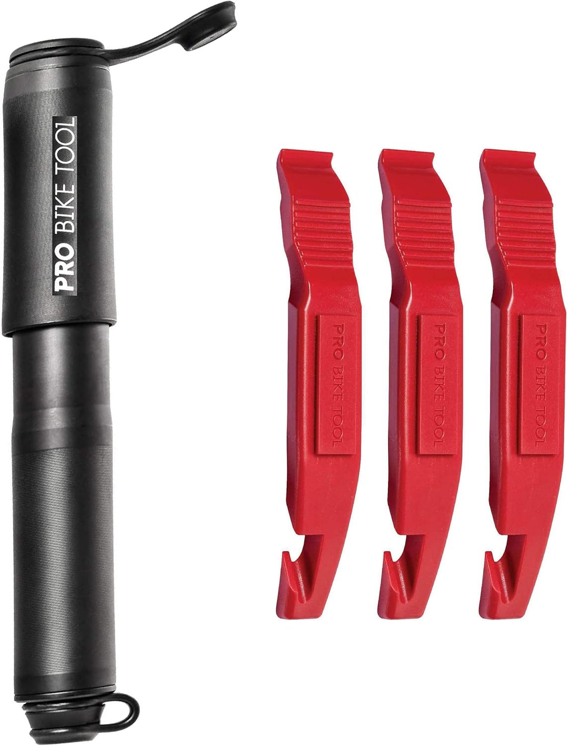 PRO BIKE TOOL Mini Bike Pump + Bicycle Tire Lever 3 Pack