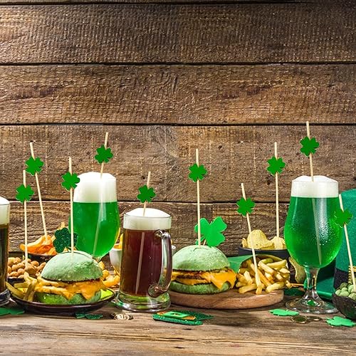Miniatura 7 de 200 palillos de dientes de cóctel de trébol, palillos de cóctel del día de San Patricio, palillos de dientes de cóctel de 4.7 pulgadas para