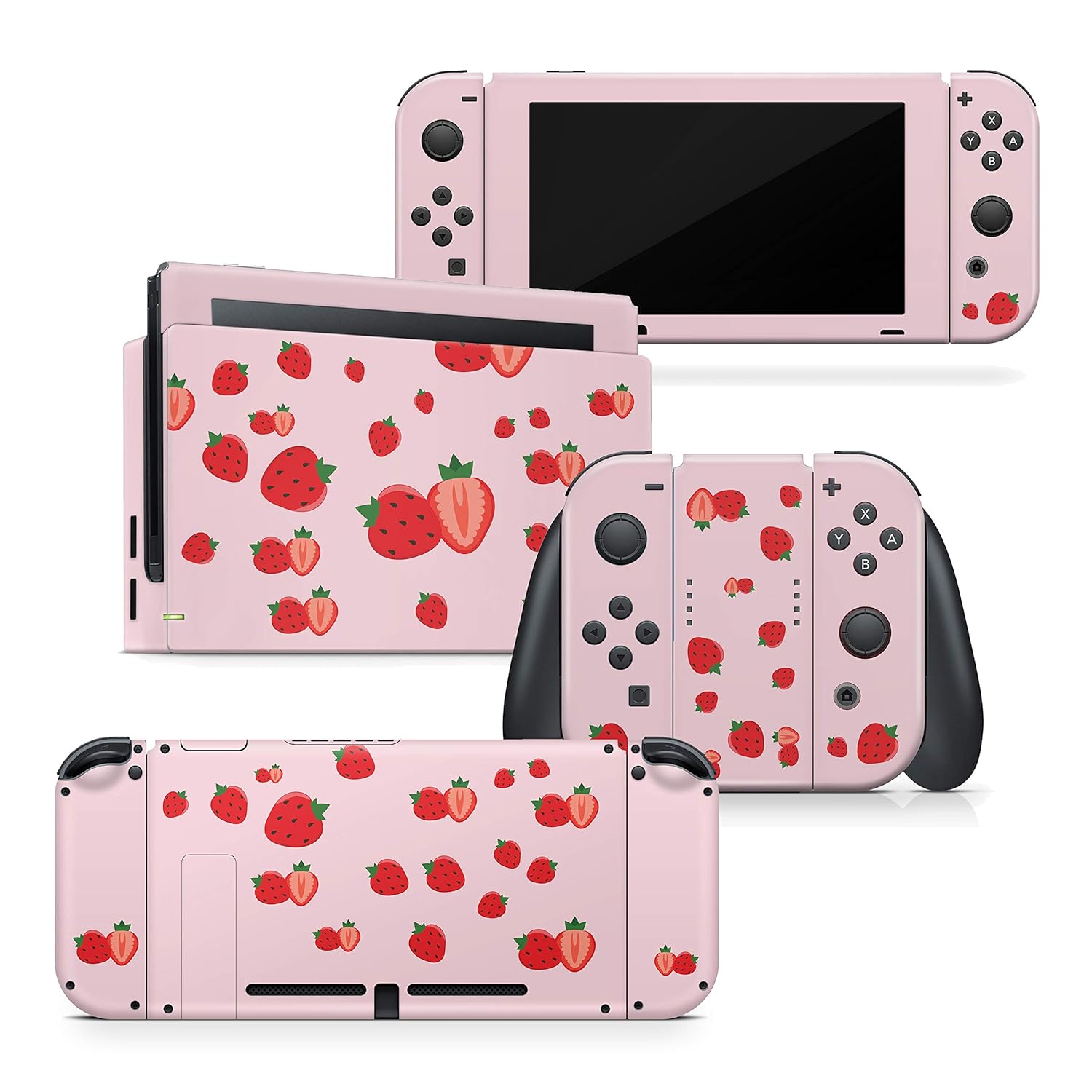 Tacky design Strawberrys skin for Nintendo Switch, Vinyl 3m stickers Cute Pink strawberry Full wrap cover : Video Games