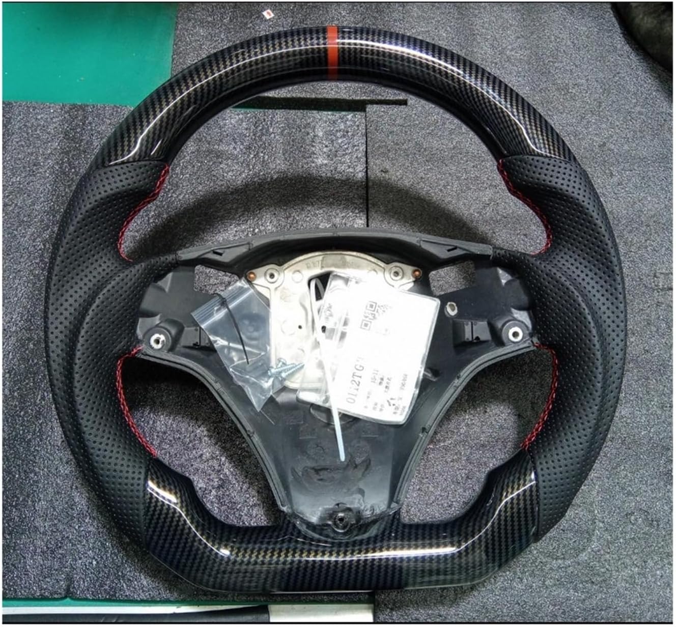 Steering Wheel Compatible For Bmw E92 E90 E89 E91 E93 330i 335i 328i M3 Series Steering Wheel Hydro-Dip Carbon Fiber Accessories 2005-2012(Red Big paddle)