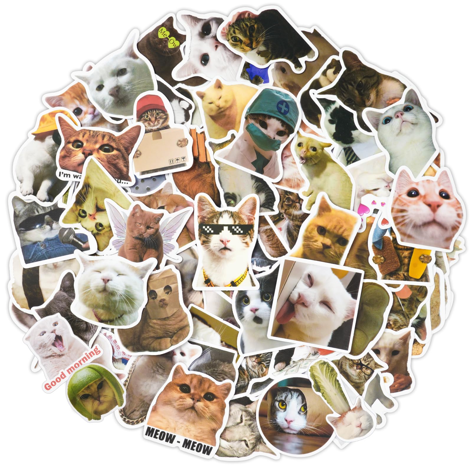 Vicloon Cute Cat Emoji Stickers (100 PCS), Waterproof Vinyl Stickers for Laptop, Skateboard, Phone, Notebook - Perfect for Adults, Kids 3+ Years, Teen Girls
