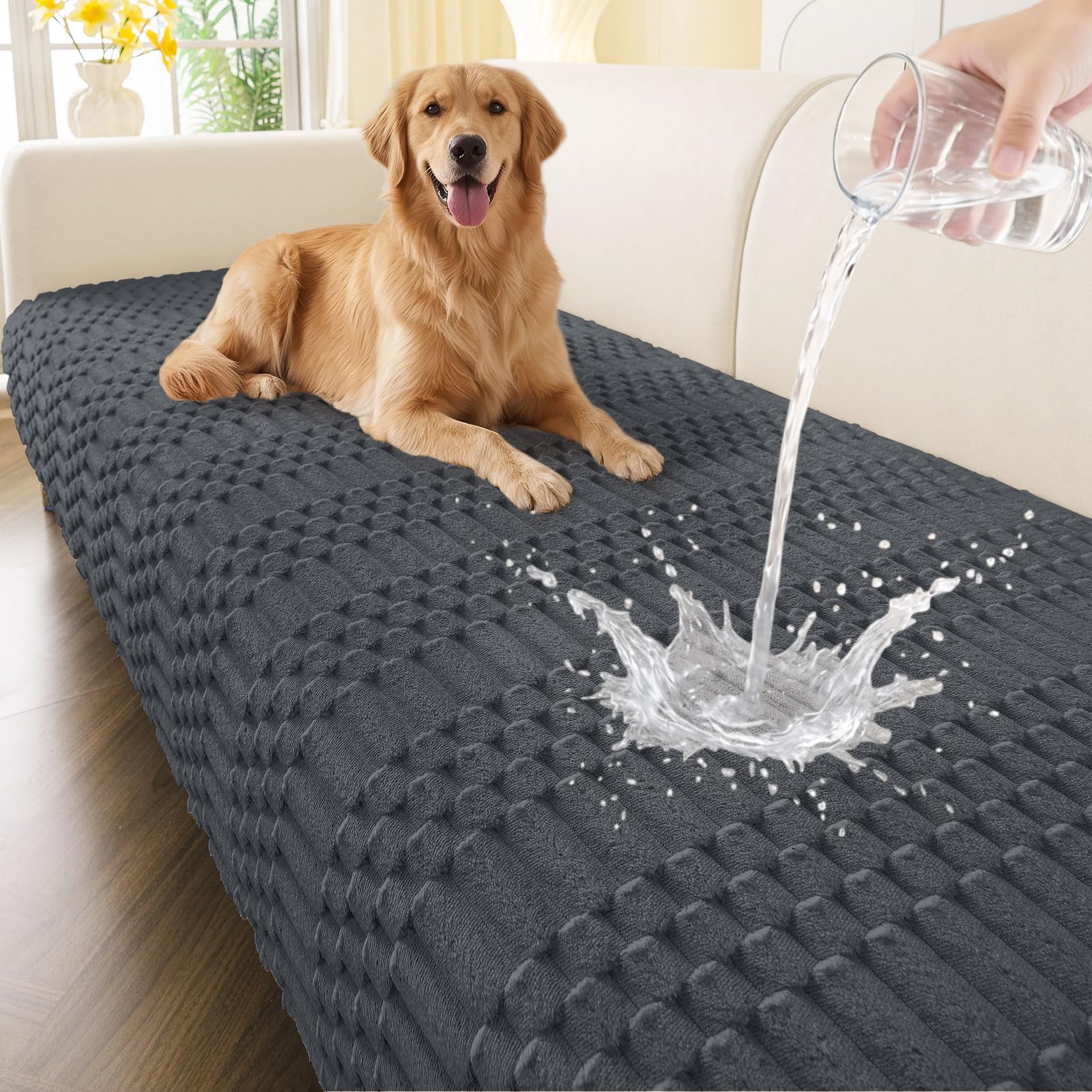 Photo 1 of Smiry Waterproof Couch Cover - Dark Grey