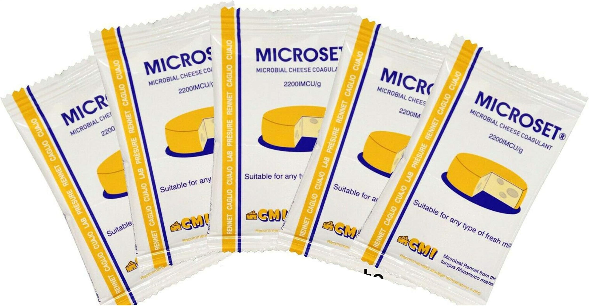Pack of 5X5g Microbial Rennet Mix Cheese Coagulant Microset use one 5g Sachet for 20 litres f Milk | Cuajo Caglio Presüre Lab