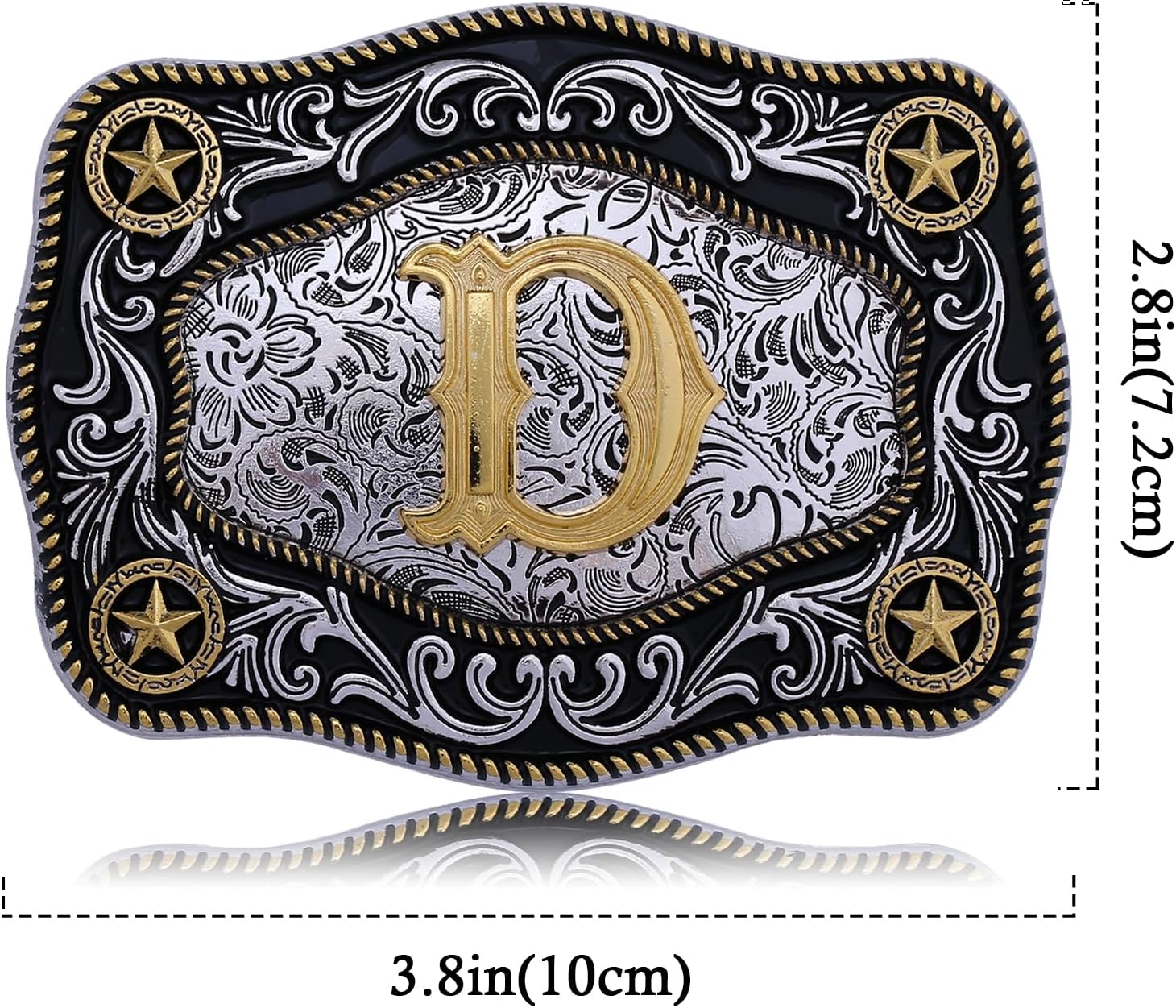 Western Belt Buckle Initial Letters ABCDJMR to Z Large Gold Cowboy Belt Buckle Cowboy Belt Buckles for Men Women - Image 2