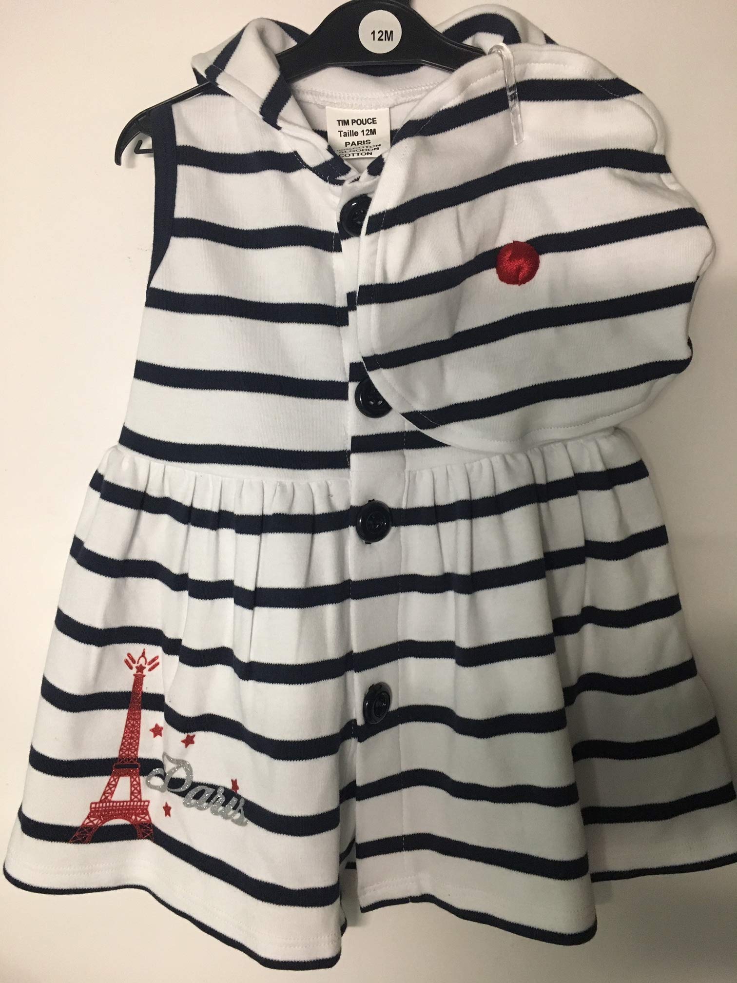 Robe marinière Bleu Marine et Blanc avec Broderie Motif