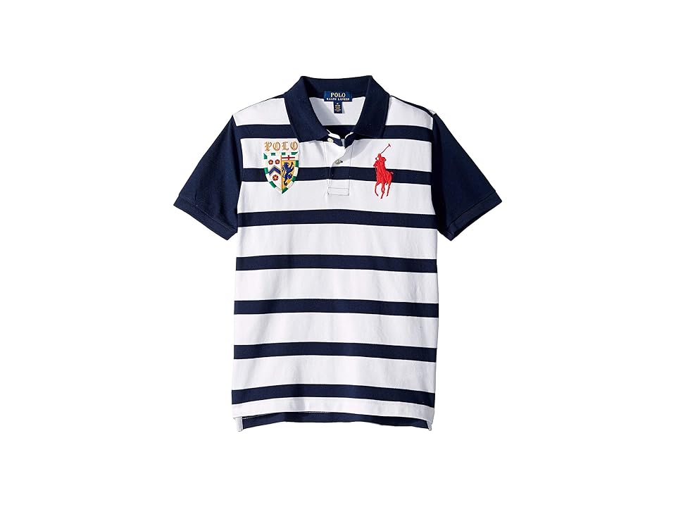 

Polo Ralph Lauren Kids Striped Cotton Mesh Polo Shirt (Big Kids) (Newport Navy Multi) Boy's Short Sleeve Pullover