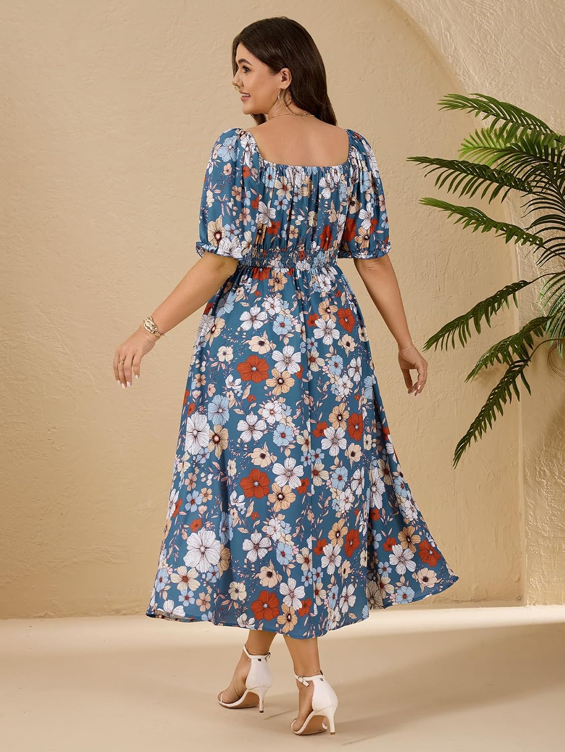 SHESTARR Women's Plus Size Floral Summer Milkmaid Dress image 3