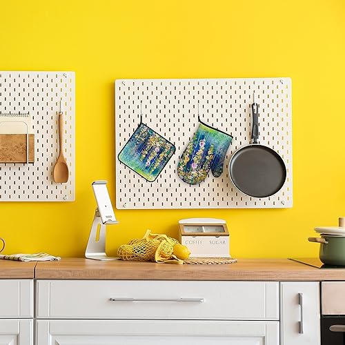 Miniatura 7 de Guantes de cocina abstractos florales para acuarela, guantes de cocina y soportes para ollas de cocina, juego de 2 piezas, almohadilla resistente al