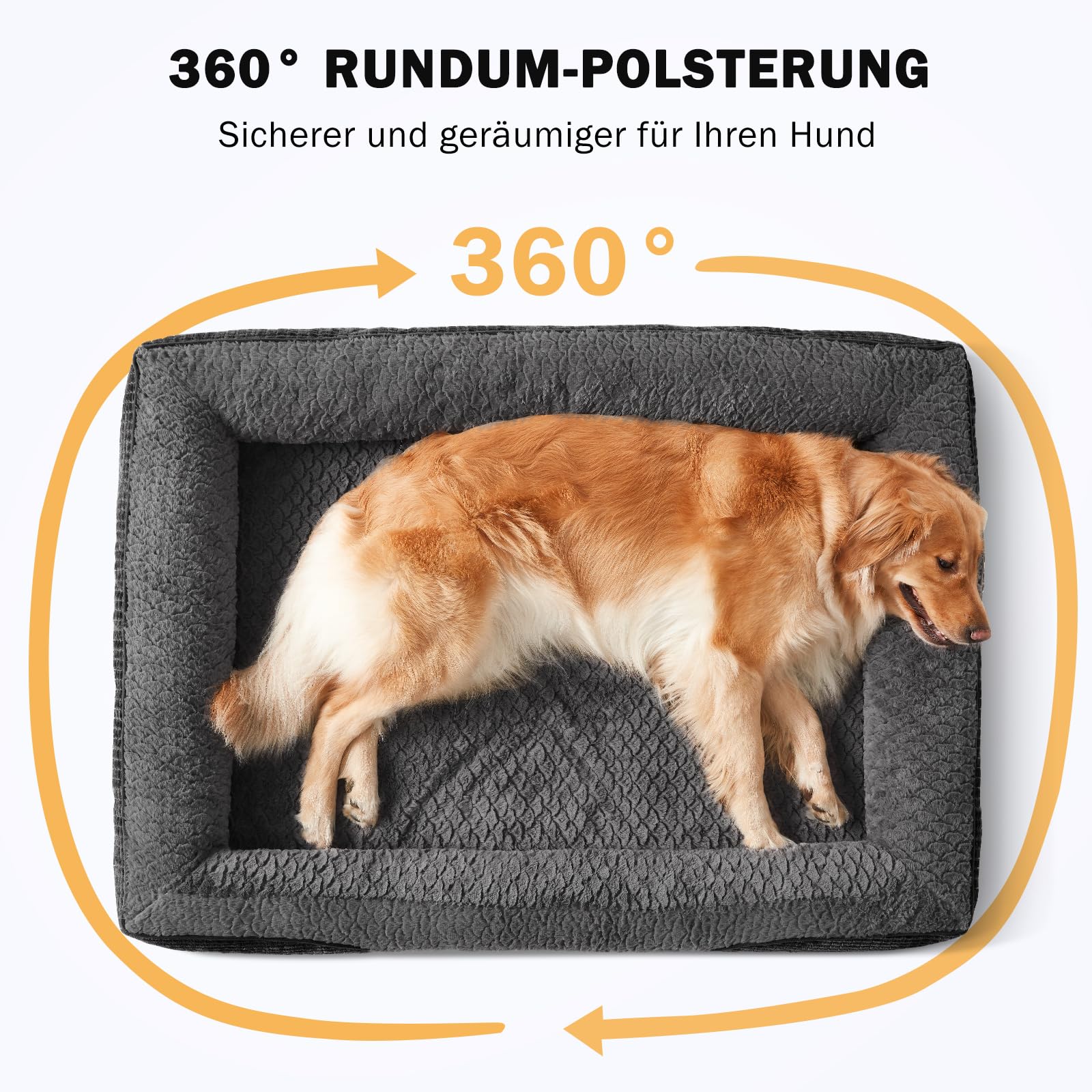 FURTIME Ortopedyczne legowisko dla dużych psów, z pianki z pamięcią kształtu, XXL, zdejmowane i nadające się do prania, antypoślizgowe koszyki dla psa, wysoka krawędź, sofa dla psa, 122 x 89 x 19 cm