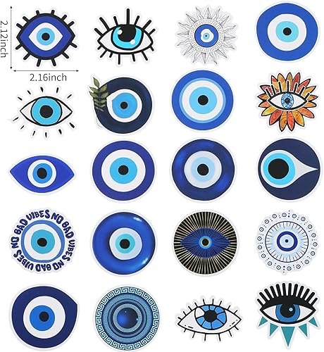 Miniatura 2 de Sabary 200 calcomanías de vinilo contra el mal de ojo azul para botellas de agua, regalos impermeables para adultos, laptop, equipaje, teléfono,