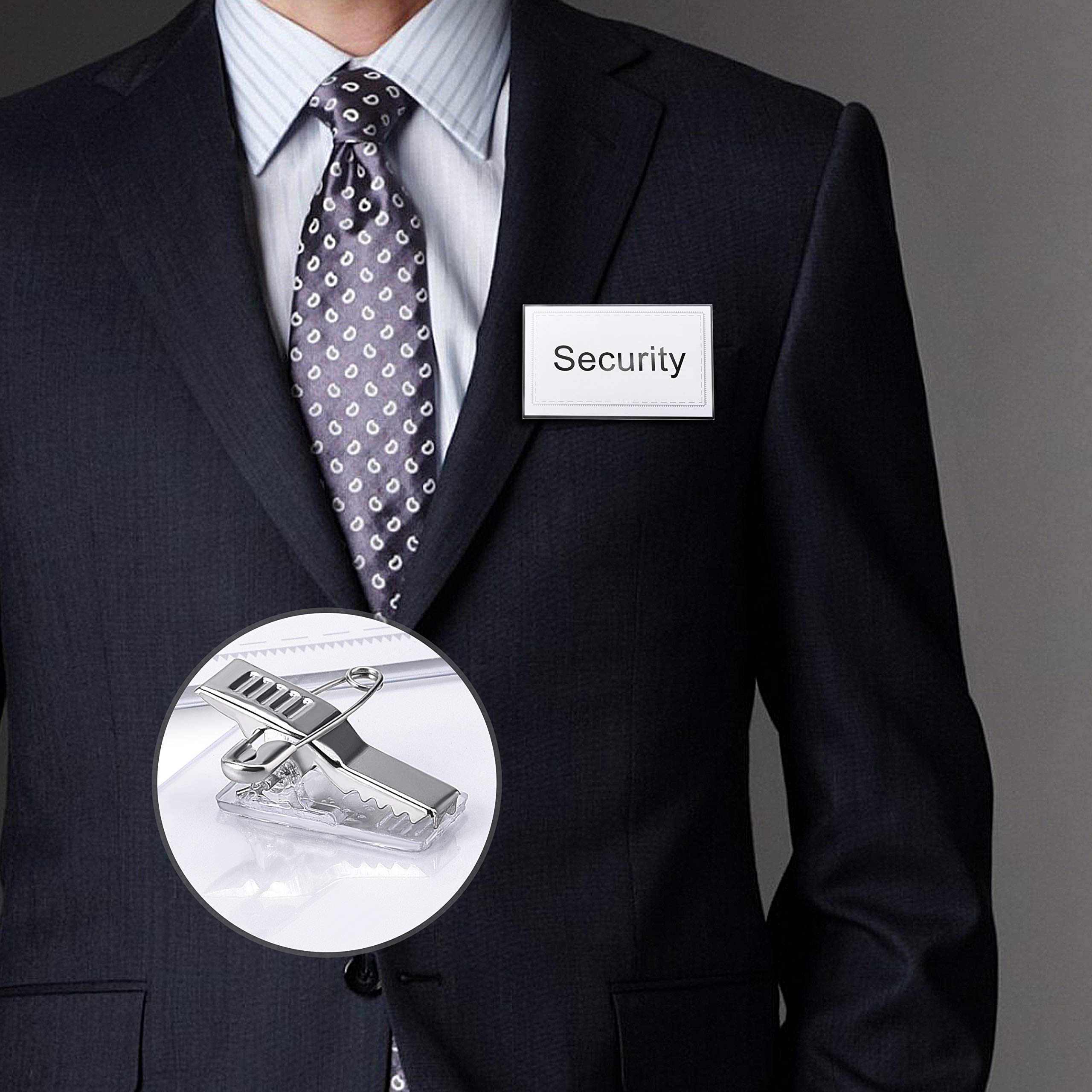 Set da 10 porta badge con clip e spilla per vestiti
