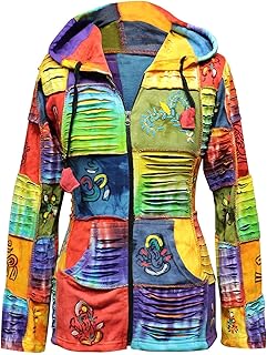 Slashed Patchwork Hippie Hoodie Jacket for Women, Tie Dye Lightweight Lo...