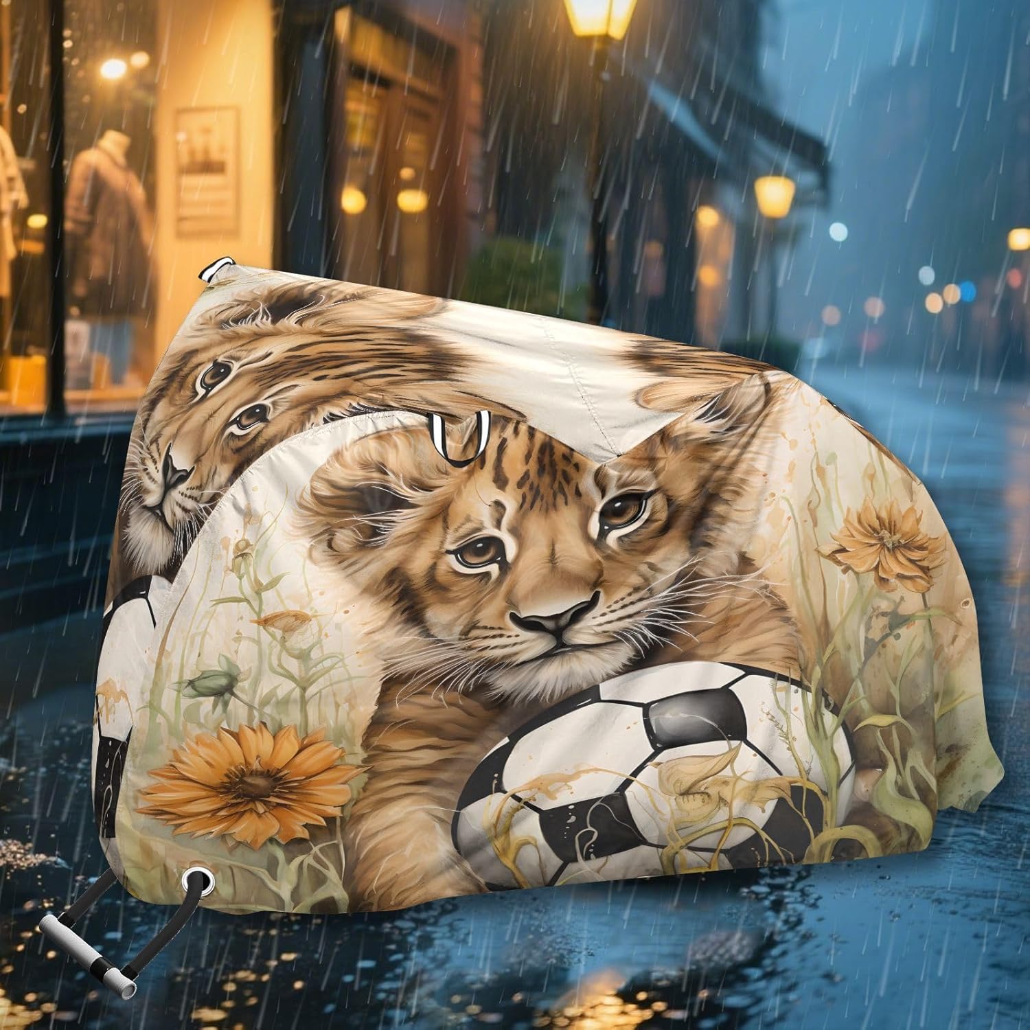 ALAZA Cute Lion Baby Bike Cover Waterproof Outdoor Ebike Bicycle Covers Tarp Protection for 1/2 Bikes, Sun UV Dust Wind Proof