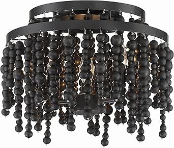 Crystorama Poppy 3 Light Matte Black Semi Flush Mount