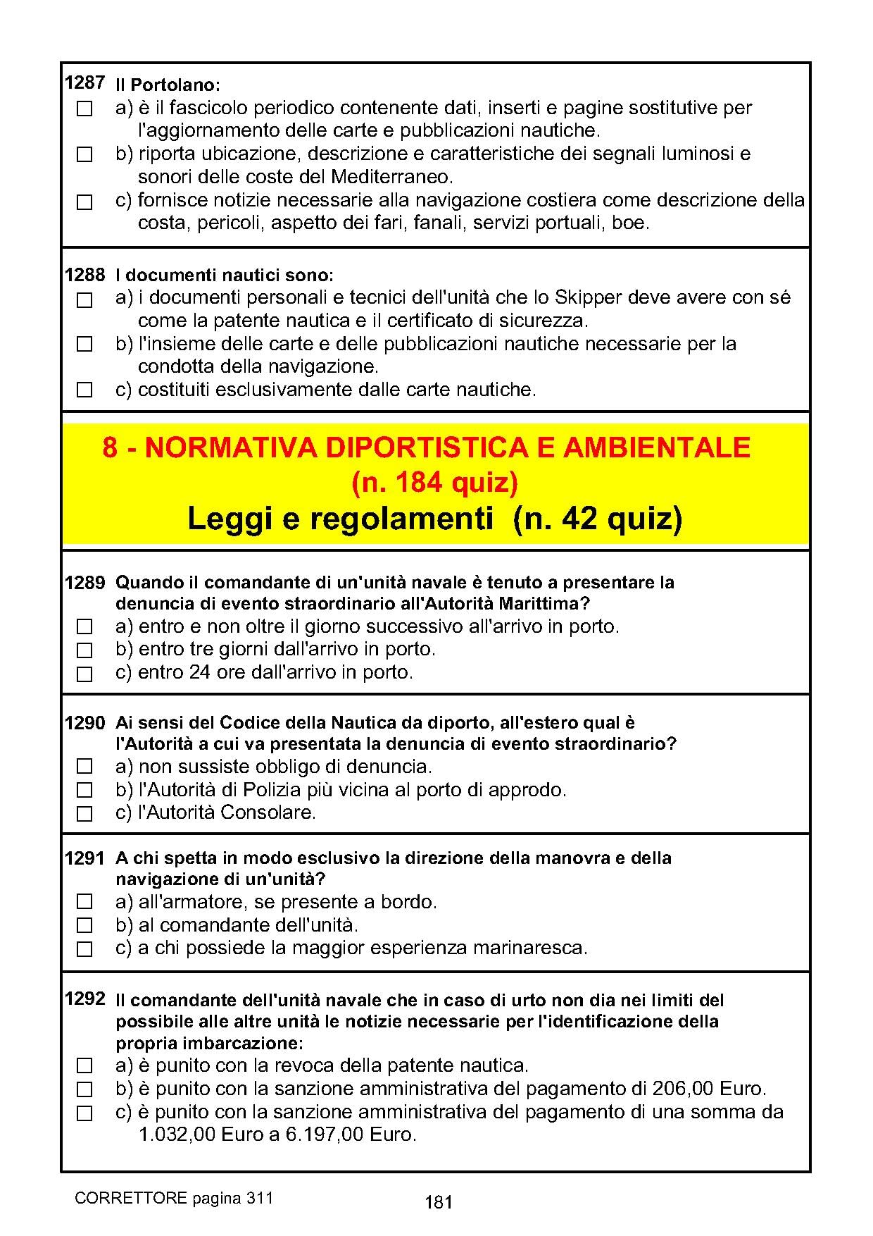 I nuovi quiz per la patente nautica per imbarcazioni a motore e a vela. Entro e oltre le 12 miglia - RISTAMPA 28 DICEMBRE 2023 -