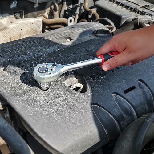 Miniatura 7 de Mango de trinquete de 12 pulgada, llave de trinquete, llave de enchufe, 72 dientes, reversible de liberación rápida, acero al cromo vanadio