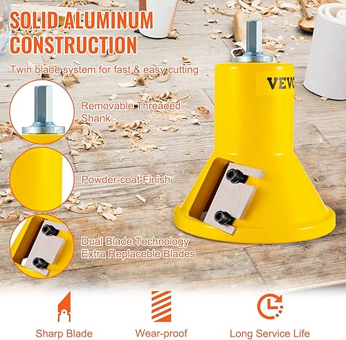 Miniatura 3 de VEVOR Cortador de espigas, 11.000 in y 2"50.8mm de diámetro, con cuchillas rectas dobles y tornillos de botón, kit maestro del hogar, cortador de