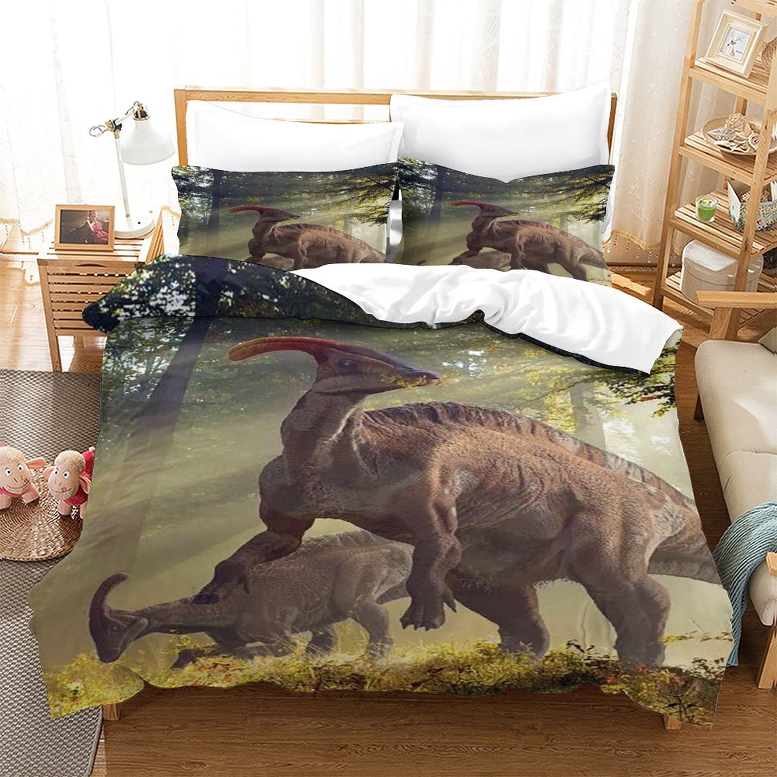 Parure de lit dinosaure 3D zippée en microfibre thermorégulatrice pour ados