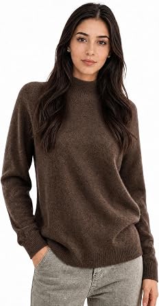 Chanyarn Womens 100% Cashmere Sweater Mock Neck Long Sleeve Warm Leisure 2026 Fall Winter Knit Pullover