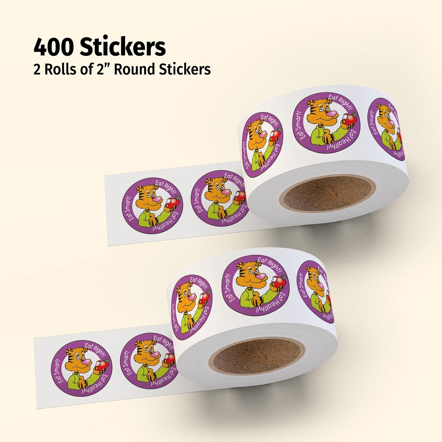 ZOCO - Eat Healthy Stickers (400 Count) - Good Nutrition Positive Message - Bulk Handout for Kids - 2" Round