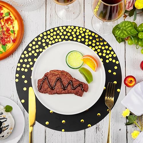 Miniatura 4 de Teling 100 manteles individuales de papel desechables de papel de aluminio dorado, manteles individuales de papel decorativo para bodas, cumpleaños,