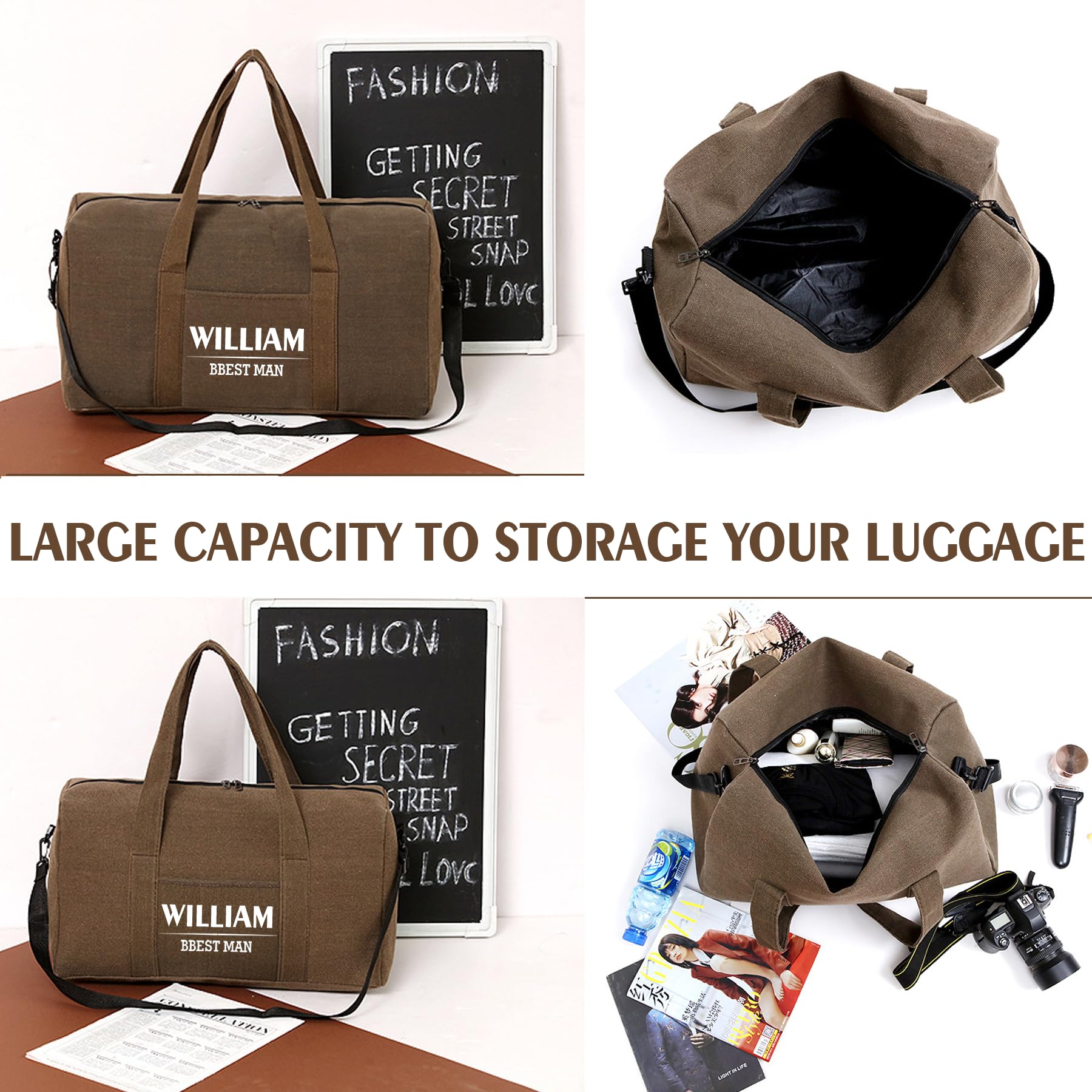 Neceser de lona personalizado para hombre, regalo 2025, organizador de bolsa de afeitado de gran capacidad