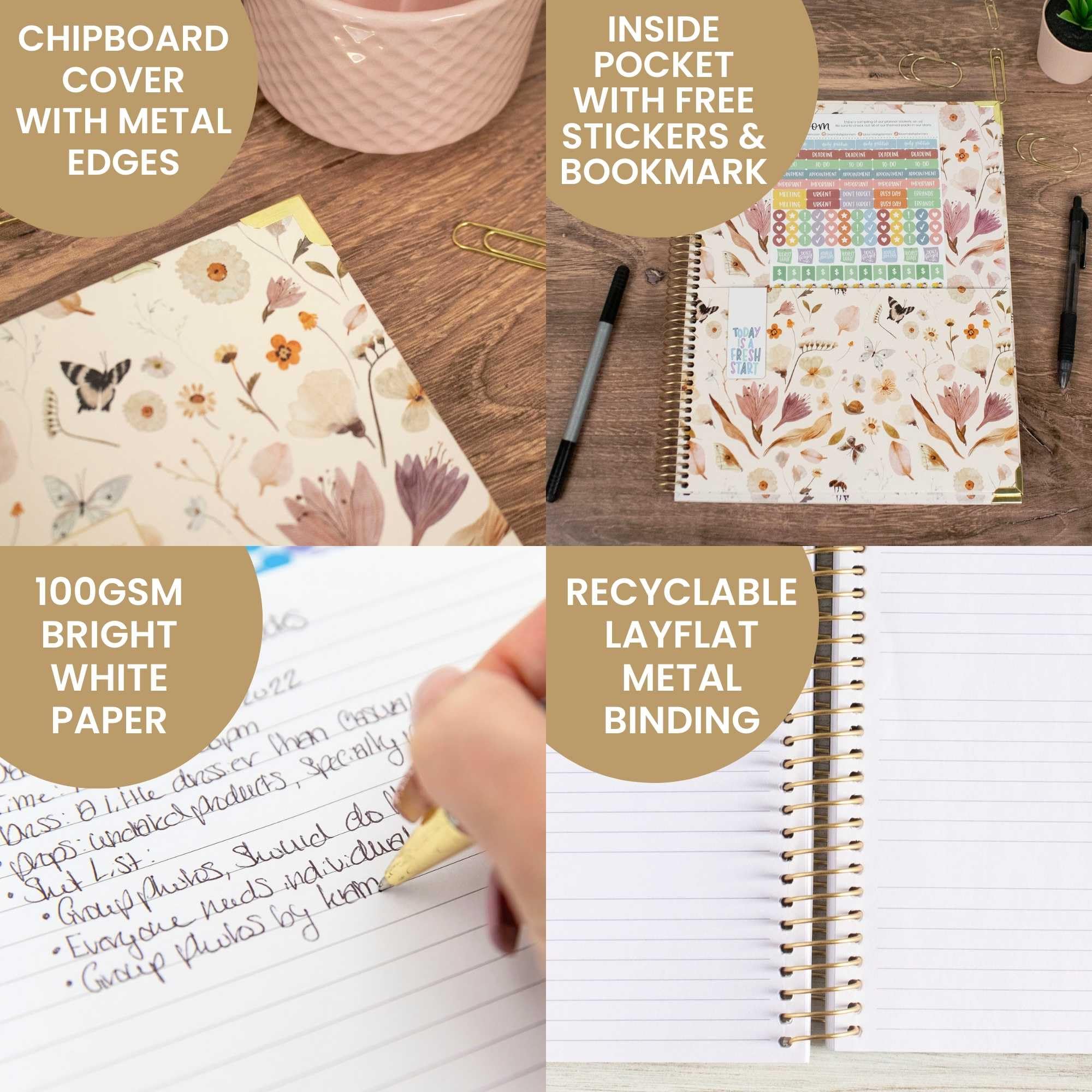 Hardcover bloom daily planners 2024-2025 (21,6 x 27,9 cm) Agenda accademica (luglio 2024 - luglio 2025), organizer per passioni/obiettivi, agenda mensile e settimanale ispiratrice – Butterfly Garden