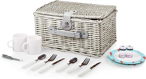 Miniatura 27 de PICNIC TIME Catalina - Cesta de picnic para 2 personas – Cesta de picnic de mimbre con juego de pícnic, patrón a cuadros rojos y blancos rojo/blanco