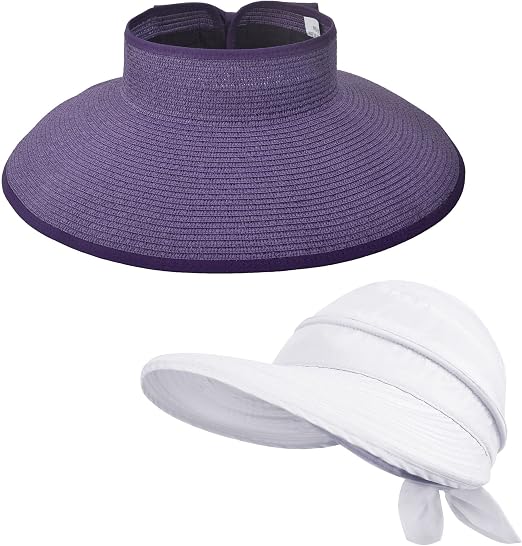 Simplicity Women's Straw Sun Hat Purple 