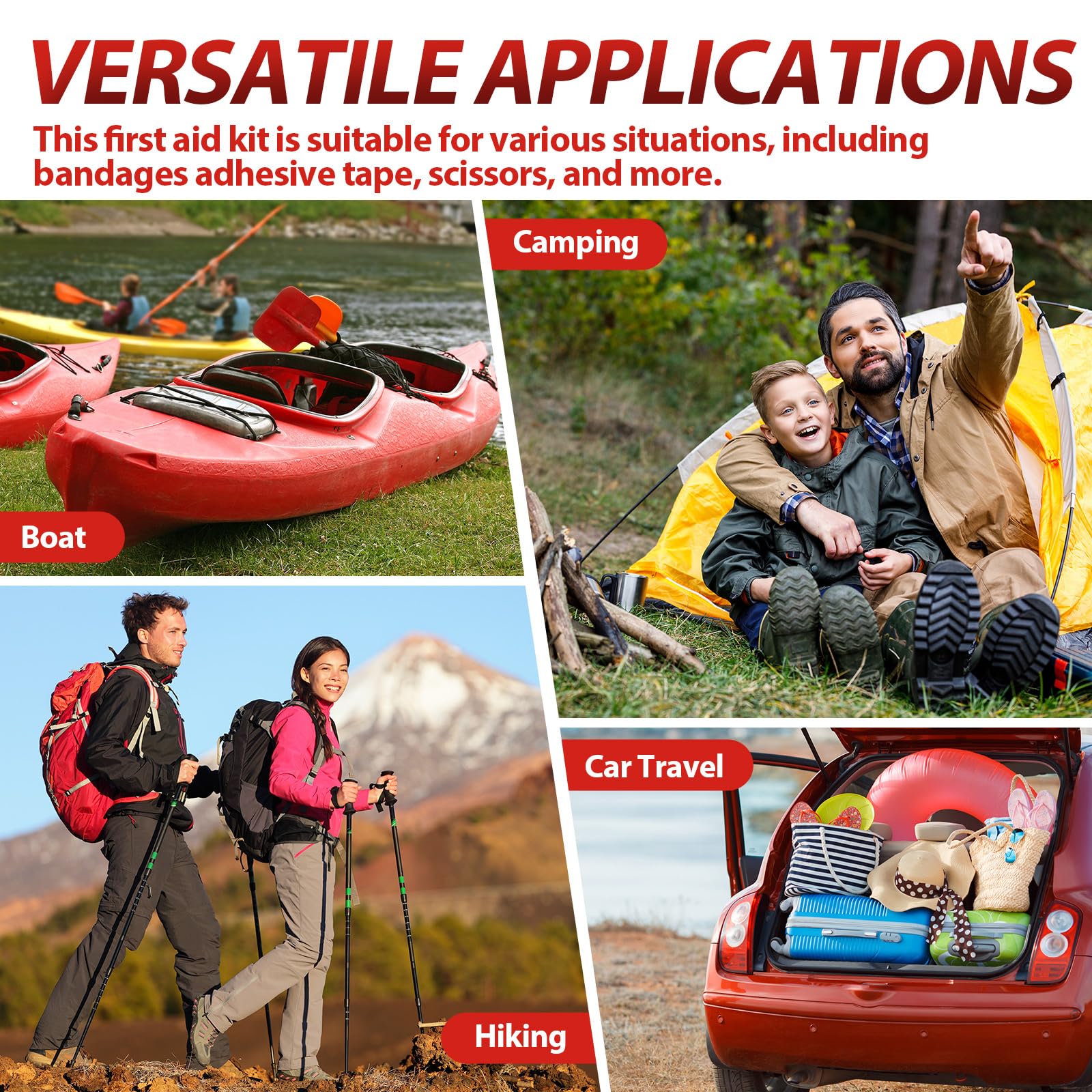 Geiserailie 10 kleine Erste-Hilfe-Set, Reisegröße, Mini-Erste-Hilfe-Set, Großpackung, Notfall-Selbstpflege-Paket für Obdachlose, Abschlussfeier, Reisen, Sport, Wandern, Outdoor, 10 einzelne Beutel mit