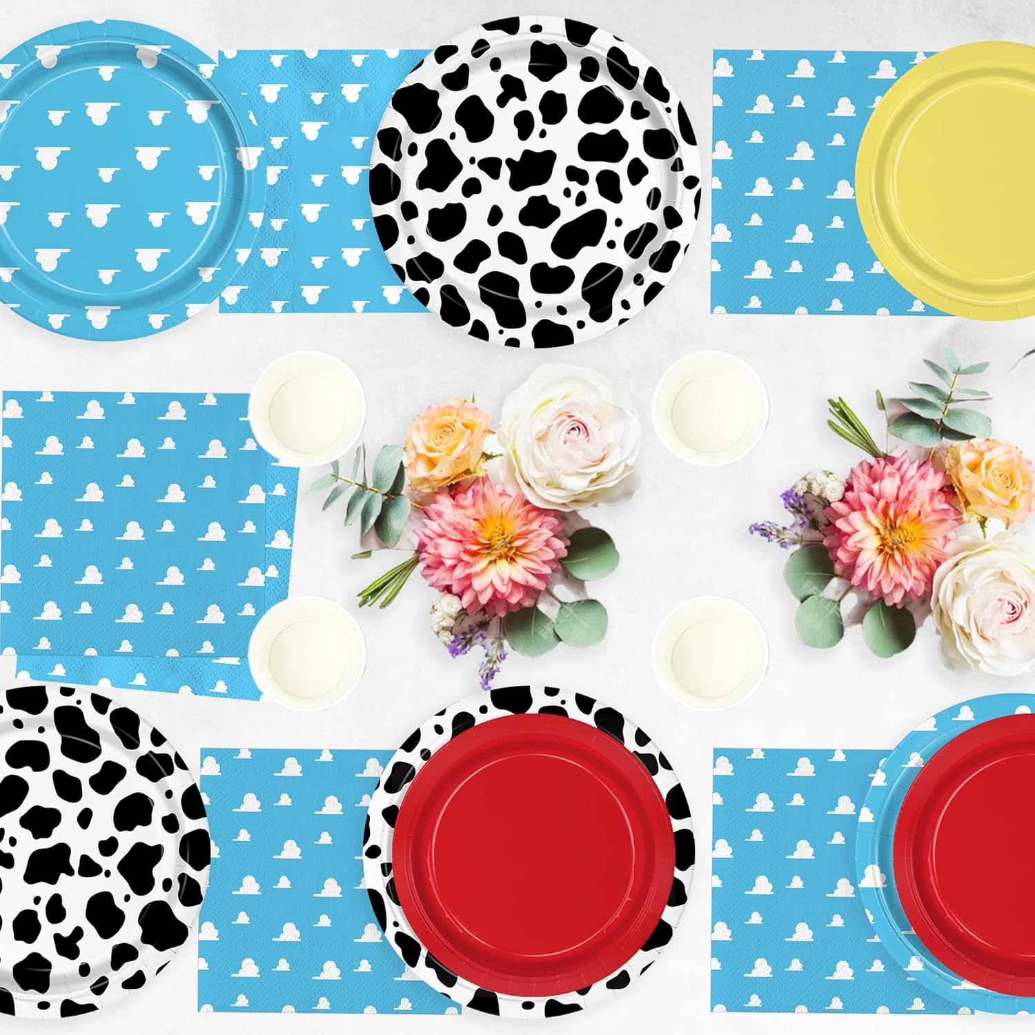 120pcs Cartoon Story Party Plates Napkins Story Party Supplies Paper Cups Disposable Tableware Set Cartoon Party Decorations for Boys Kids Birthday Decor 30 Guests - Image 5