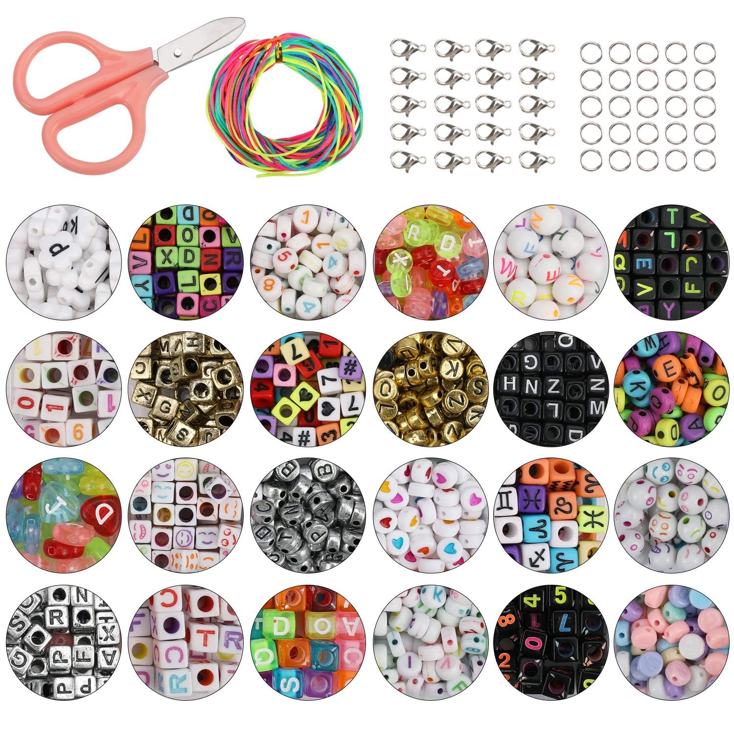 1260 Perline Lettera A-Z Multicolori | Per Braccialetti, Collane Fai Da Te | Craft