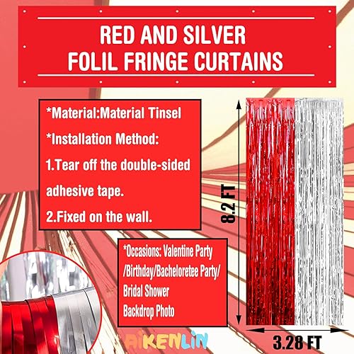 Miniatura 9 de Paquete de 4 cortinas de flecos de papel de aluminio dorado negro de 3.2 pies x 8.2 pies, cortinas de oropel metálico con flecos para cabina de