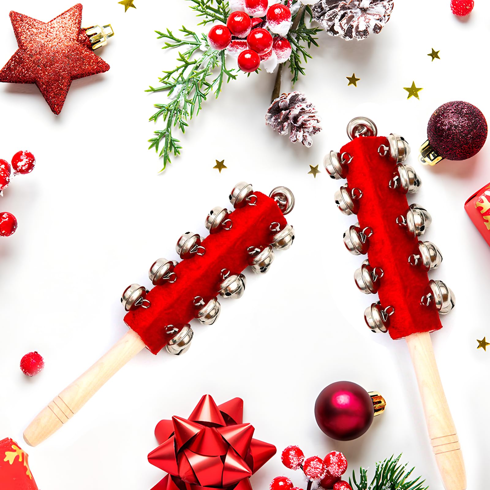 Amazon.com: 4 Pcs Christmas Sleigh Bells Wooden Handle Jingle