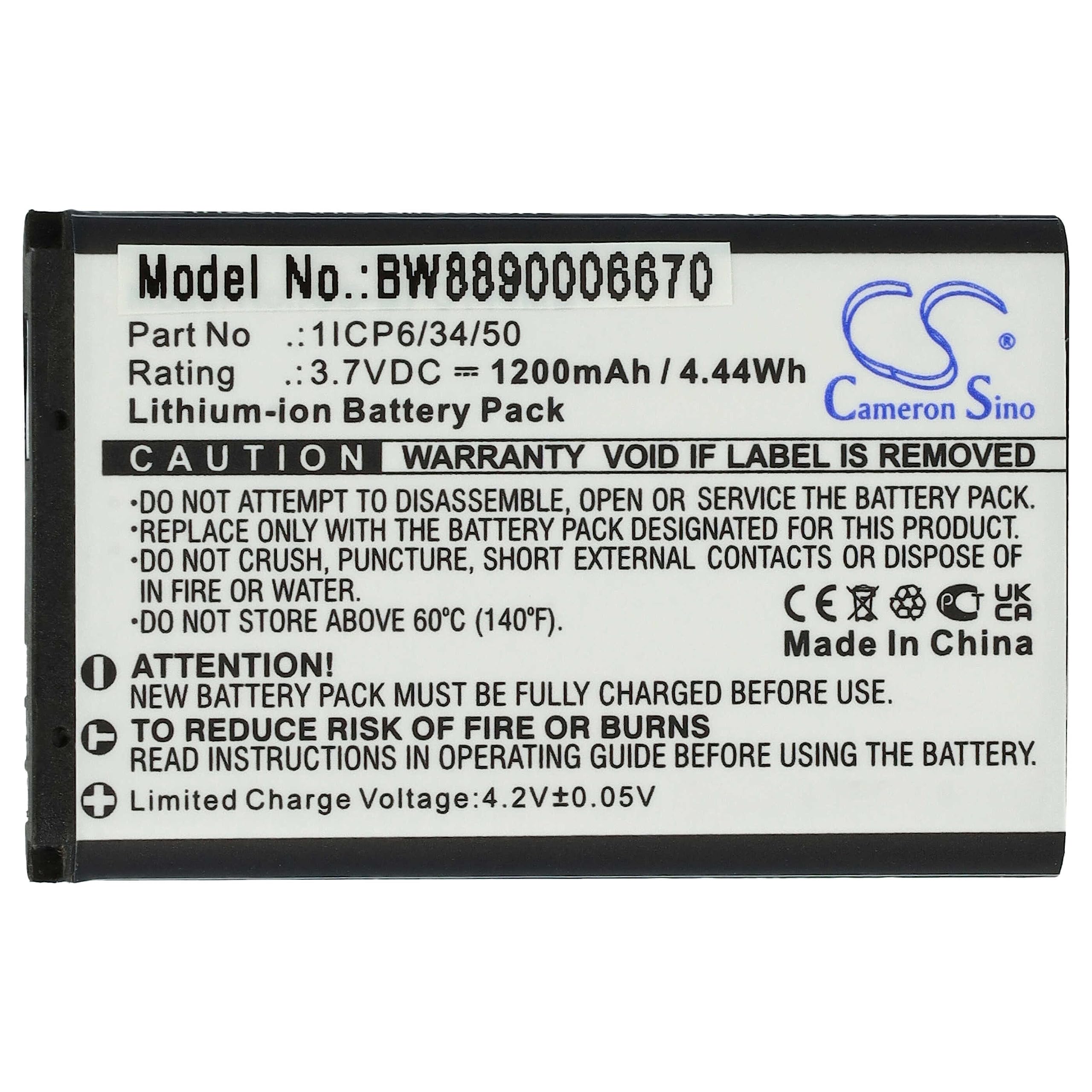 vhbw Bateria zamienna do Babymoov 1ICP6/34/50 do elektronicznej niani rozmówcy (1200 mAh, 3,7 V, litowo-jonowa)