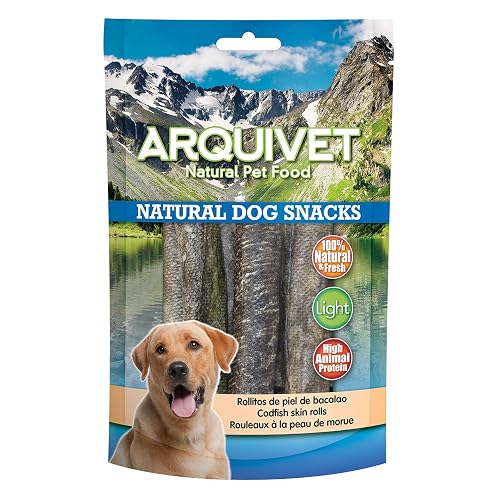 Arquivet - Pack 12 Unidades Snack Rollitos de Piel de Bacalao 70 gr - Natural Dog Snacks