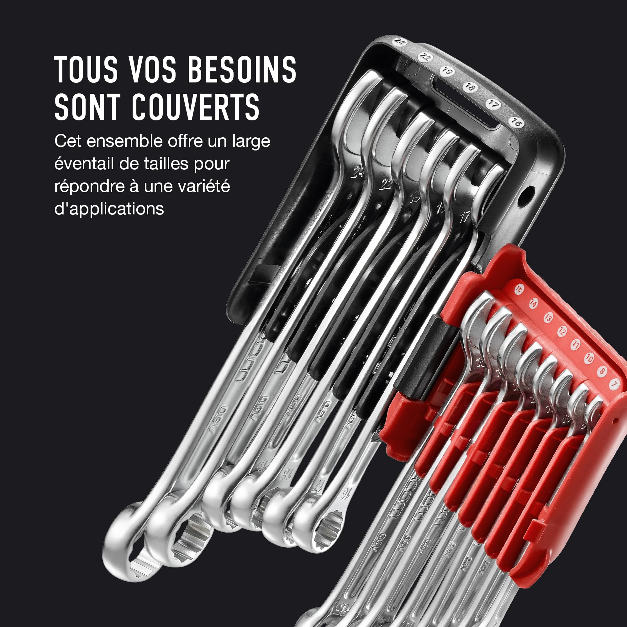 FACOM - Jeu de 14 Clés Mixtes, Dimensions de 7 à 24 mm, avec étui portatif, 440.JP14PB