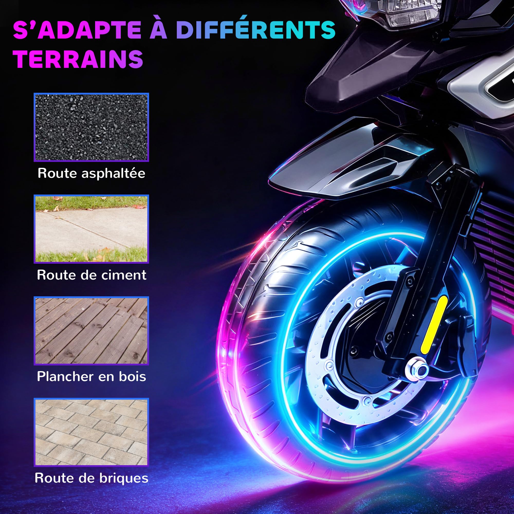 AIYAPLAY Moto Électrique Enfants 6 V Roues d'Entraînement 18-36 Mois Noir