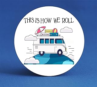 Camper Van - This Is How We Roll Round Magnet, Customised Gift, Personalised Magnet, Fridge Magnet, Novelty Magnet, Camper Van Funny Magnet