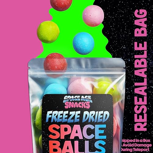 Miniatura 6 de Space Age Snacks - Bolas liofilizadas  Caramelos liofilizados crujientes de primera calidad enviados en una caja de nave espacial  Dulces congelados