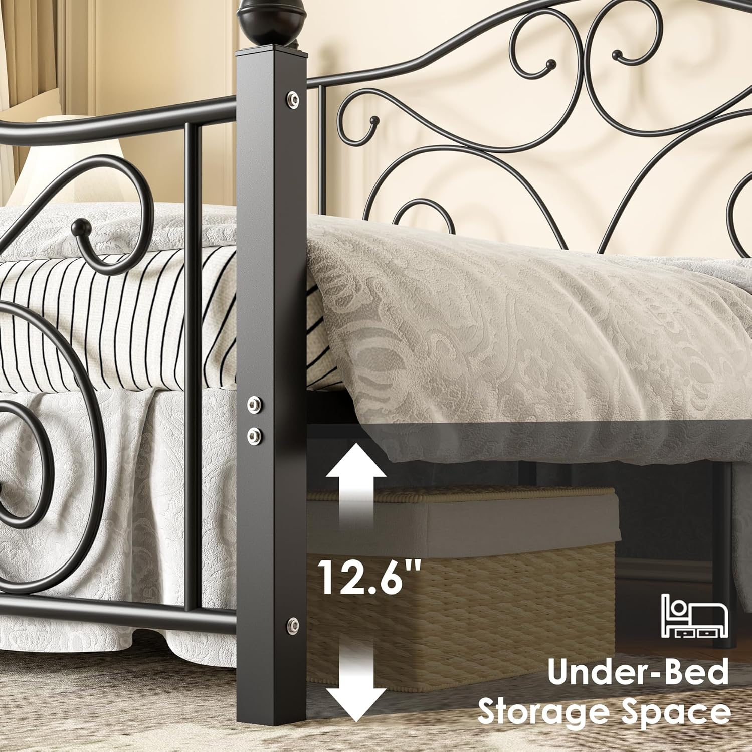 VECELO Twin Size Bed Frame with Headboard and Footboard, Heavy Duty Metal Slat Support, Platform Mattress Foundation, No Box Spring Needed, Easy Assembly, Dark Black