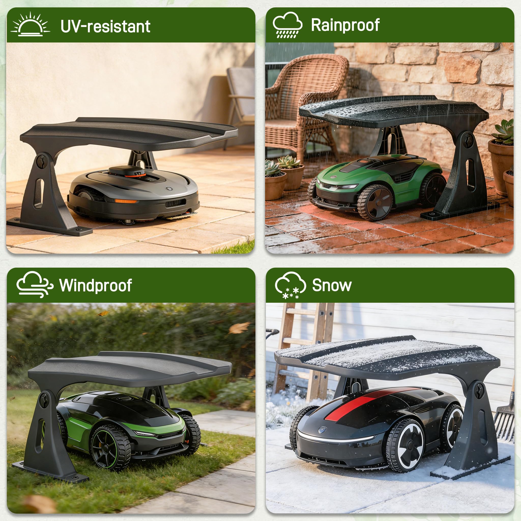 UISEBRT Garaje para robot cortacésped con techo plegable, impermeable, resistente a los rayos UV, resistente a la lluvia, resistente al viento, resistente a la nieve, toldo universal, 67 x 62,5 x 40
