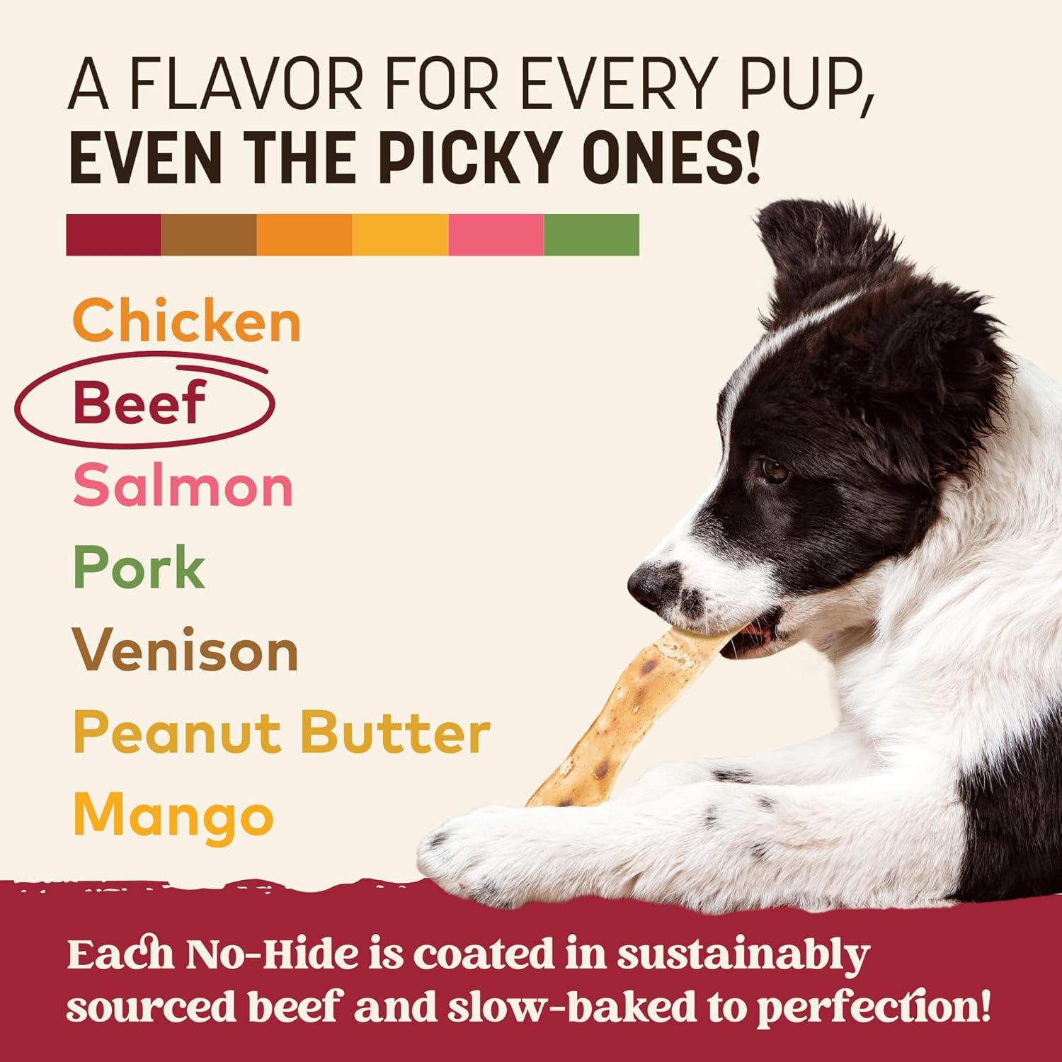 Earth Animal No Hide Strips - Natural Rawhide Free Dog Chew Strips, Beef - 16 Count