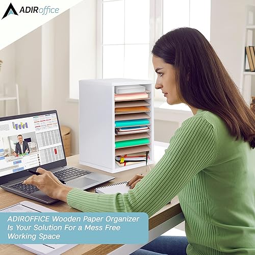 Miniatura 10 de AdirOffice Buzón de correo para aula, organizador de correo de madera con 11 compartimentos, almacenamiento de papel de construcción, clasificador