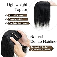 Vista 3 de SEGO Peluquín para mujeres, cabello humano real sin flequillo, 130% de densidad, base de seda de 10 * 12 cm, cabello Remy con clip, piezas