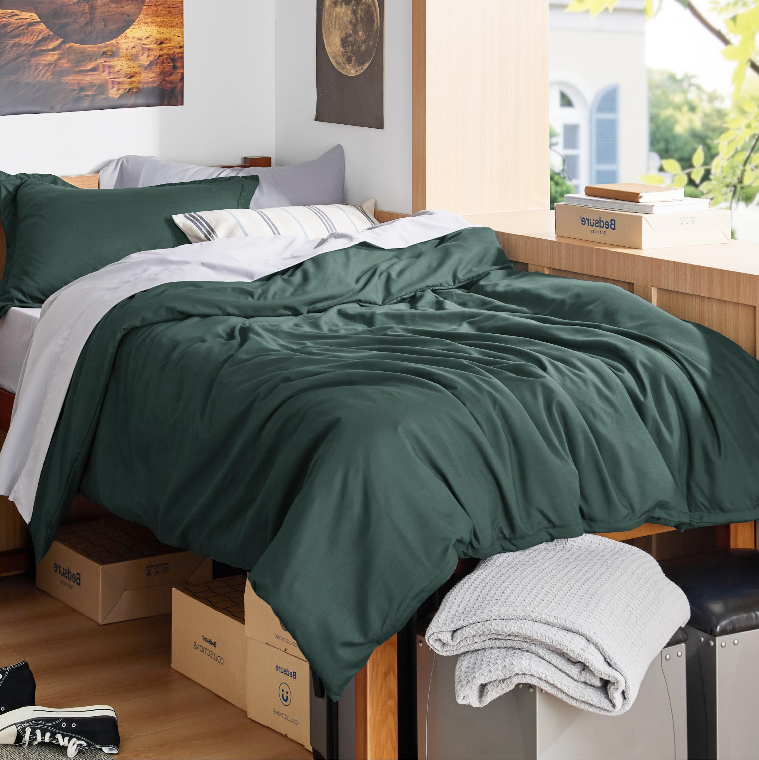 Bedsure Twin/Twin XL Duvet Cover, Double Brushed Bedding Set, Forest Green